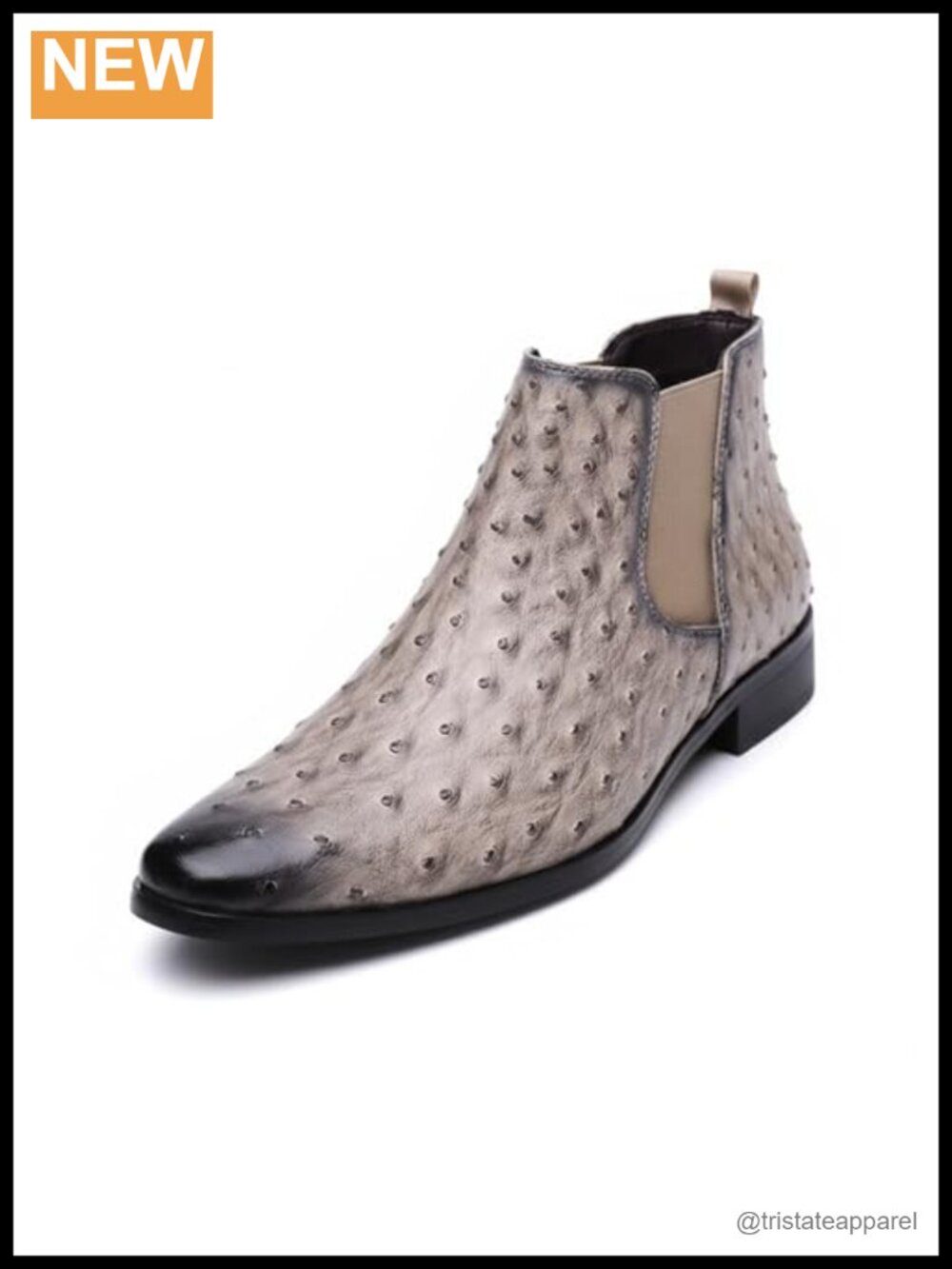 Men's Leather Slip On Chelsea Ankle Boots Pointed Toe Block Heel Business